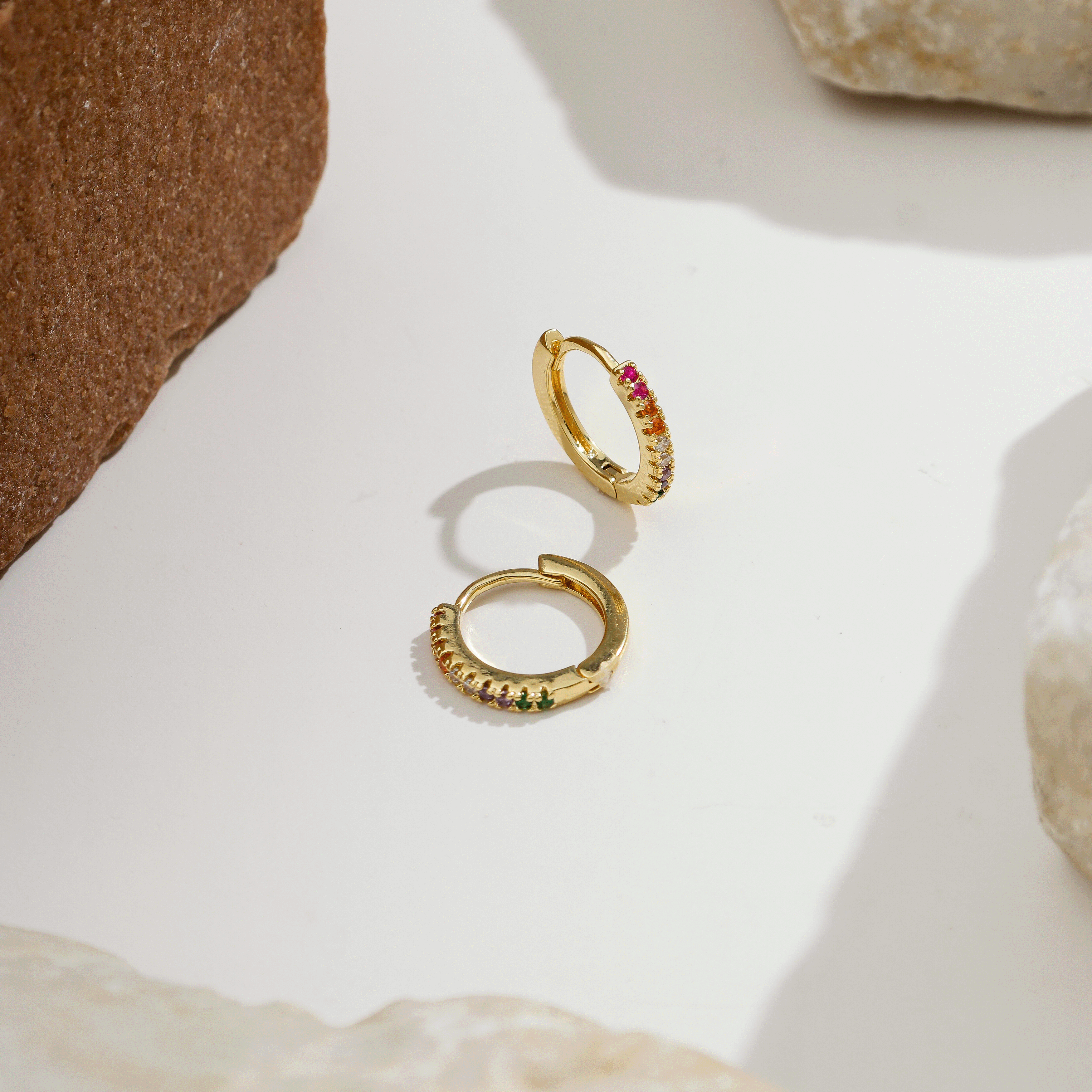Pescatore Zirconia Hoop Earrings - Large | Gold