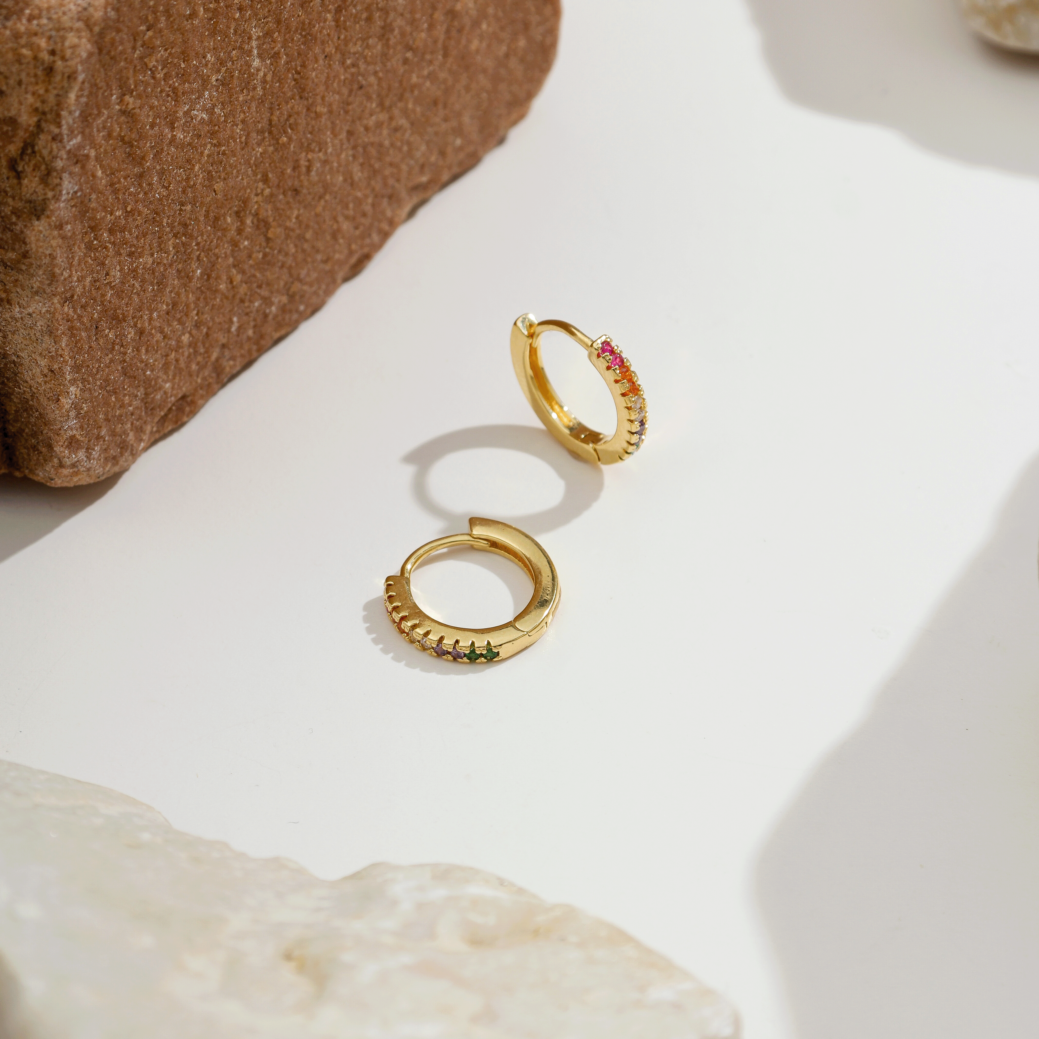 Pescatore Zirconia Hoop Earrings - Medium | Gold