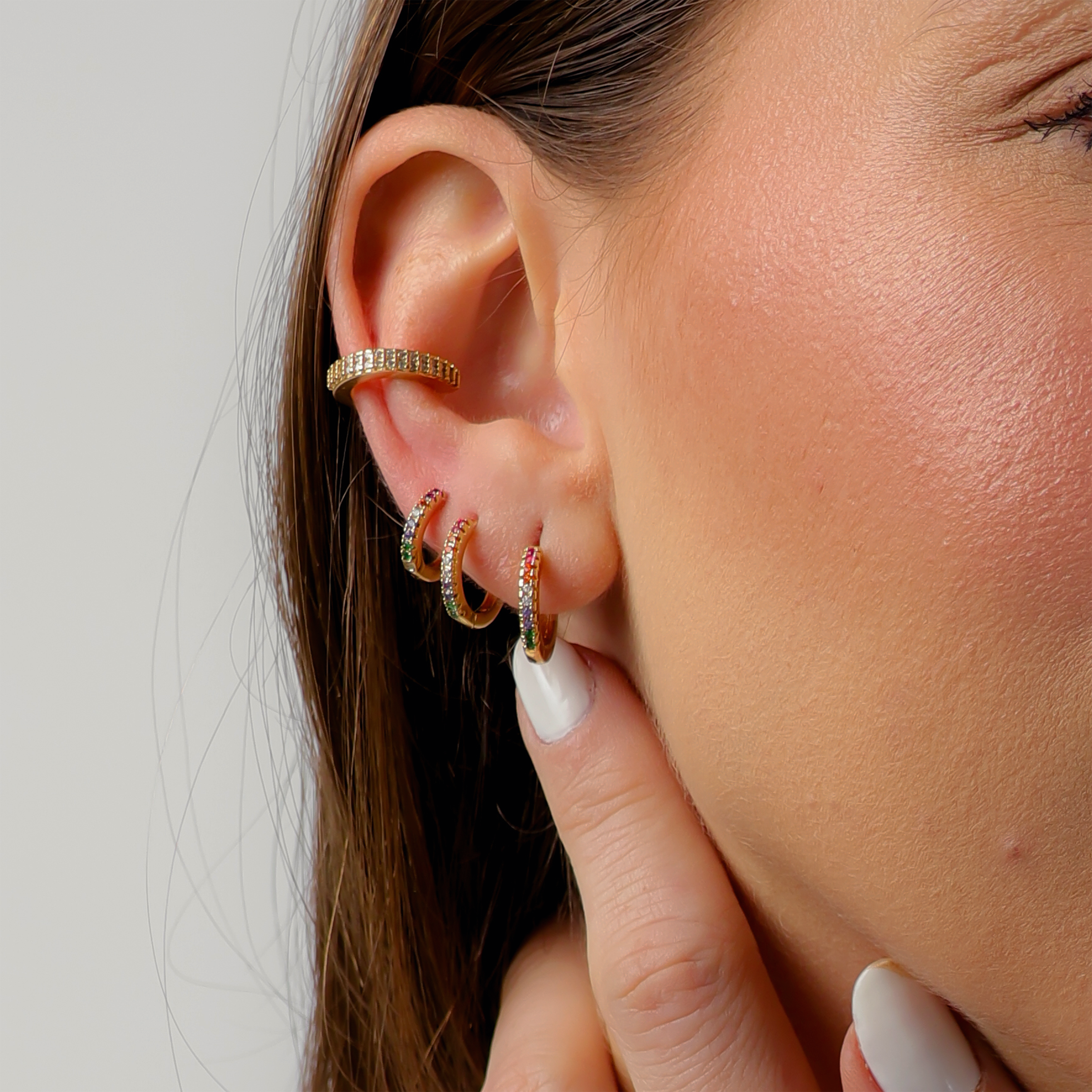 Pescatore Zirconia Hoop Earrings - Large | Gold