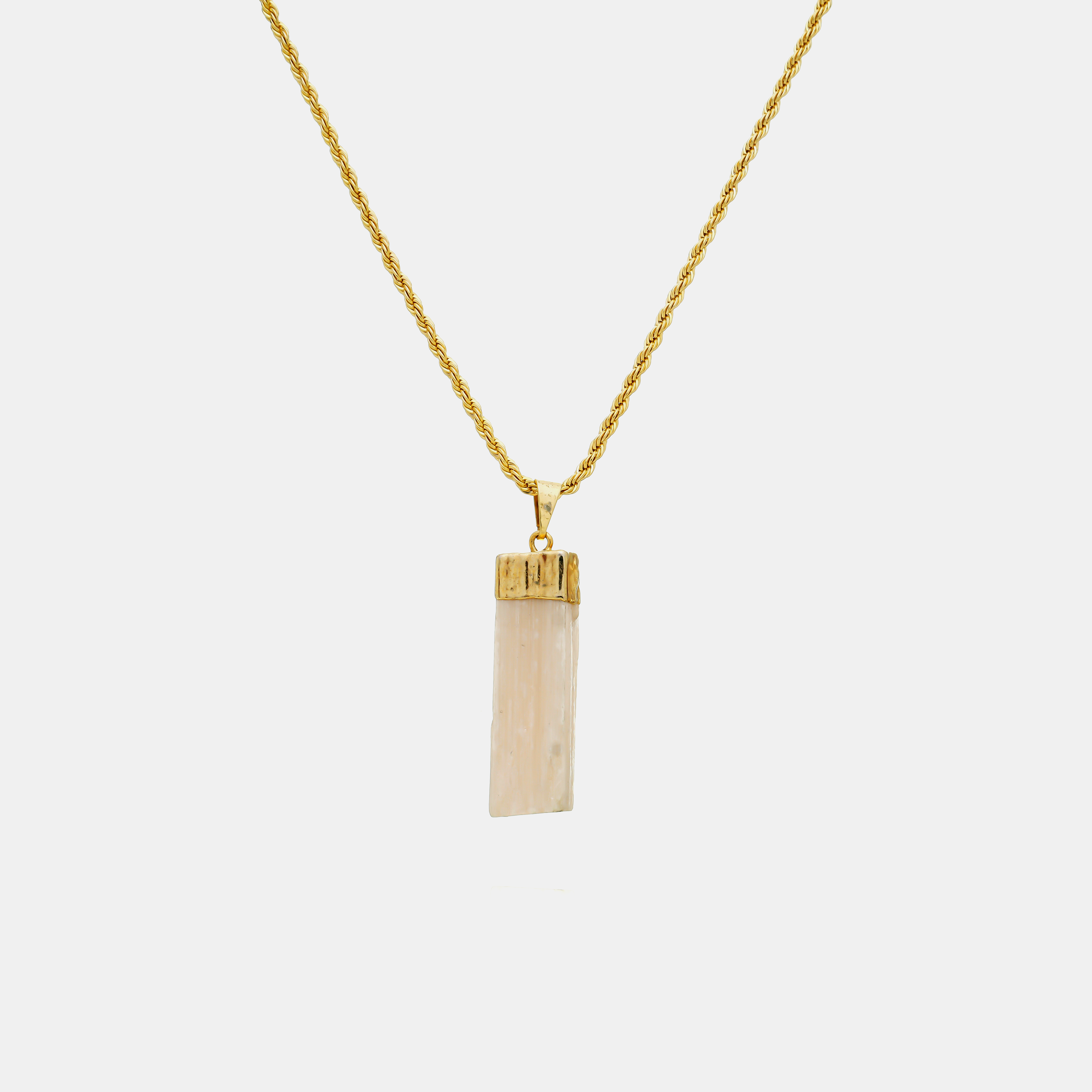 Arancia Militare Long Necklace with Orange Selenite Stone | Gold