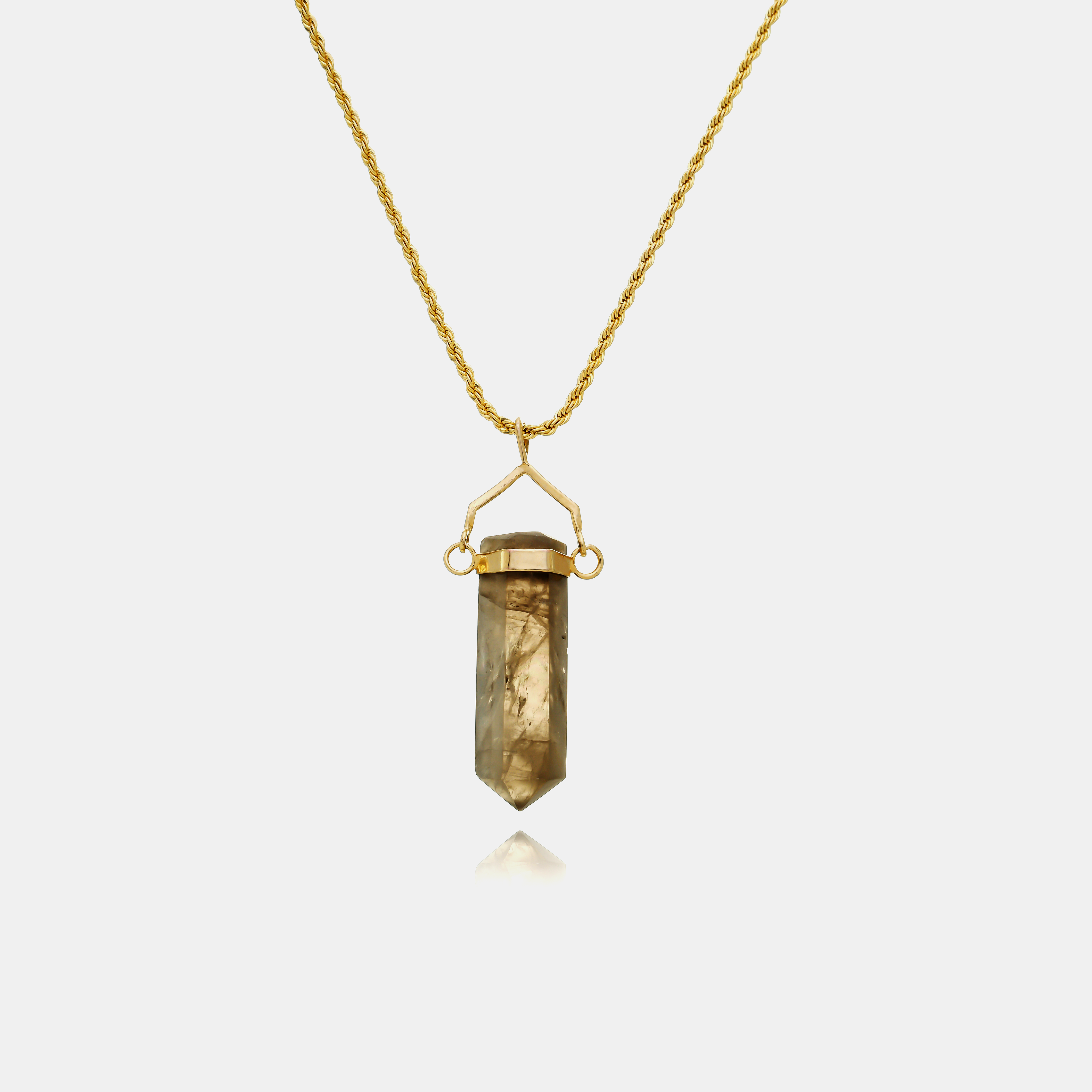 Eleganza Militare Long Necklace with Smoky Quartz Stone | Gold
