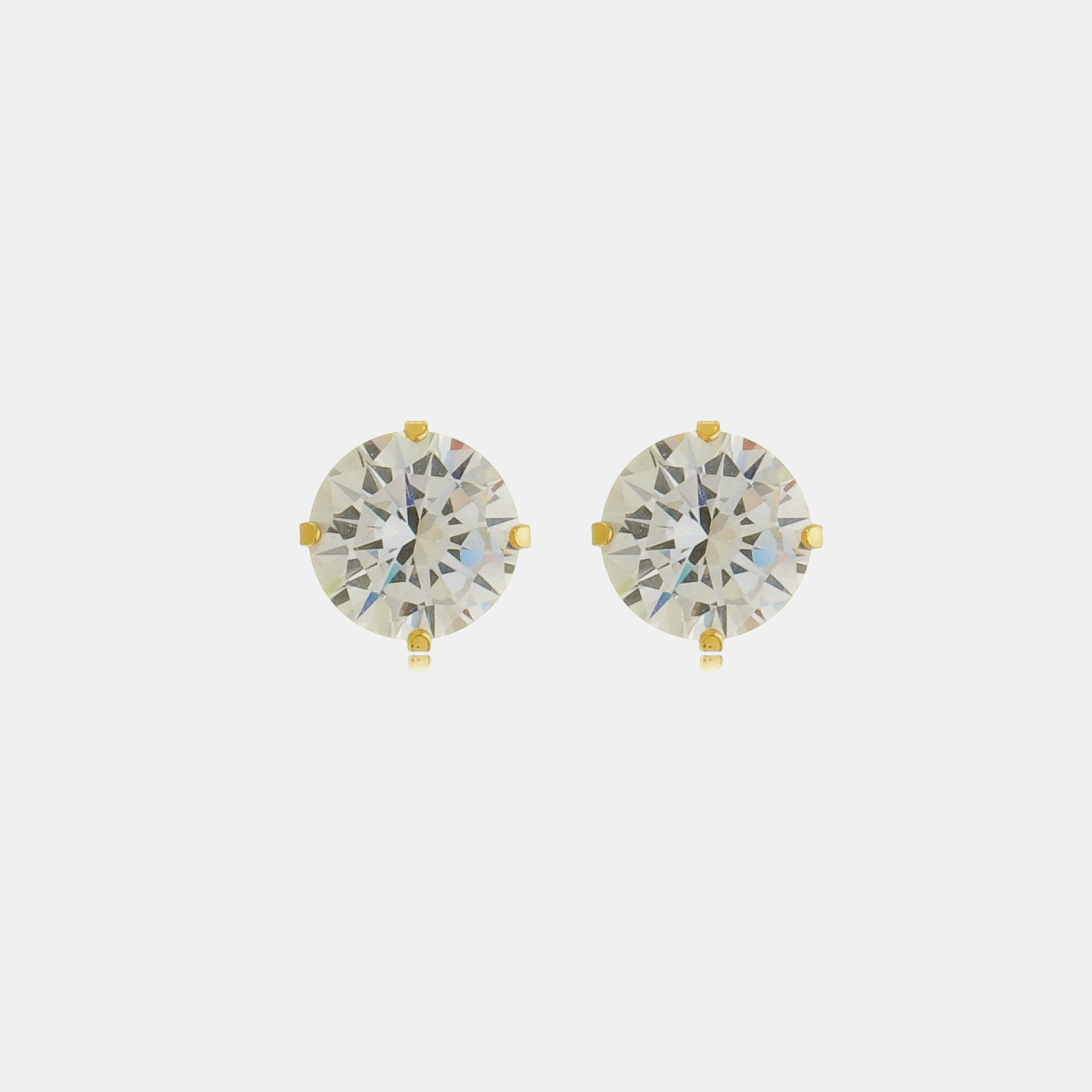 Lori Zirconia Stud Earrings - 8mm | Gold