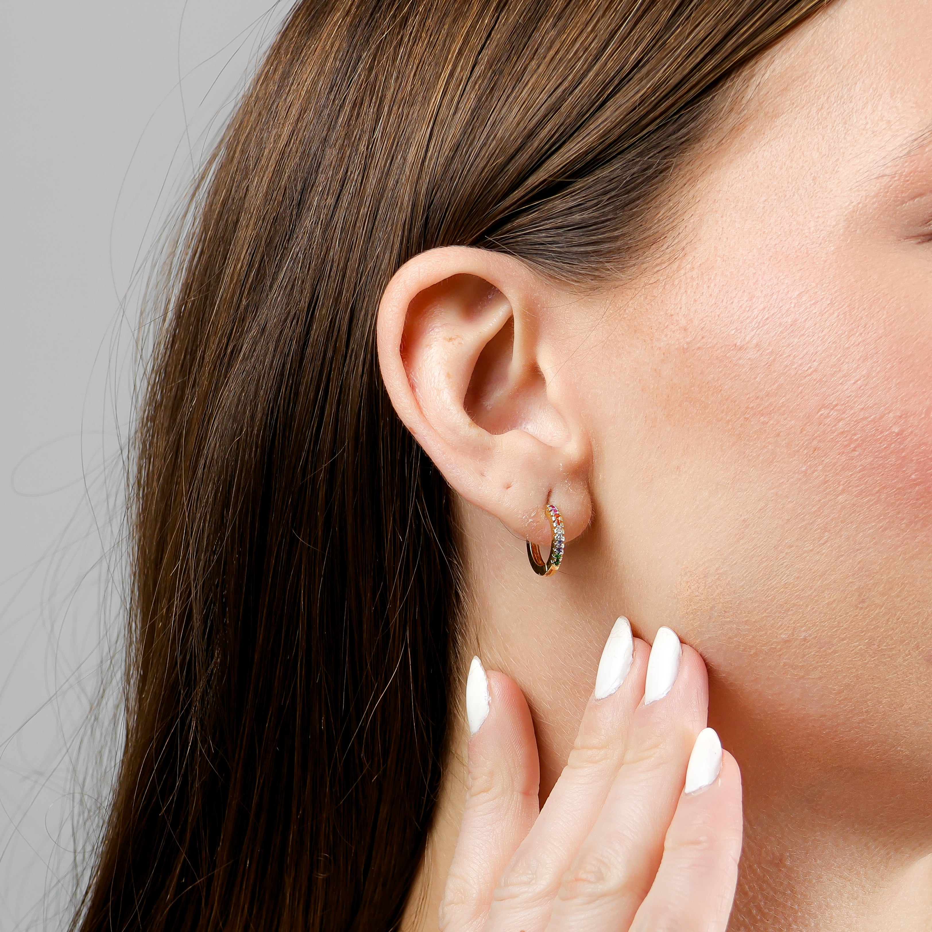 Pescatore Zirconia Hoop Earrings - Medium | Gold