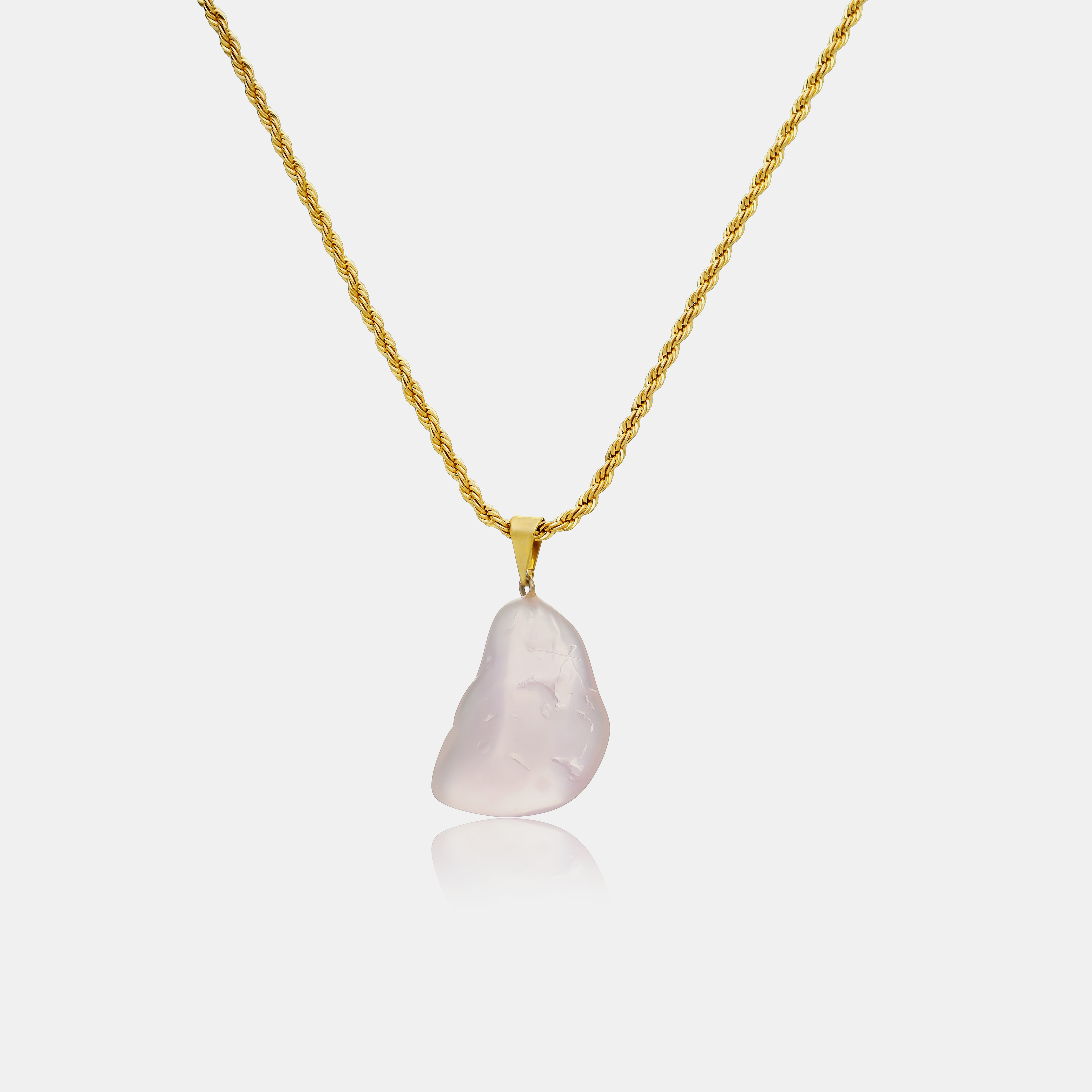 Rosa Militare Long Necklace with Rose Quartz Stone | Gold