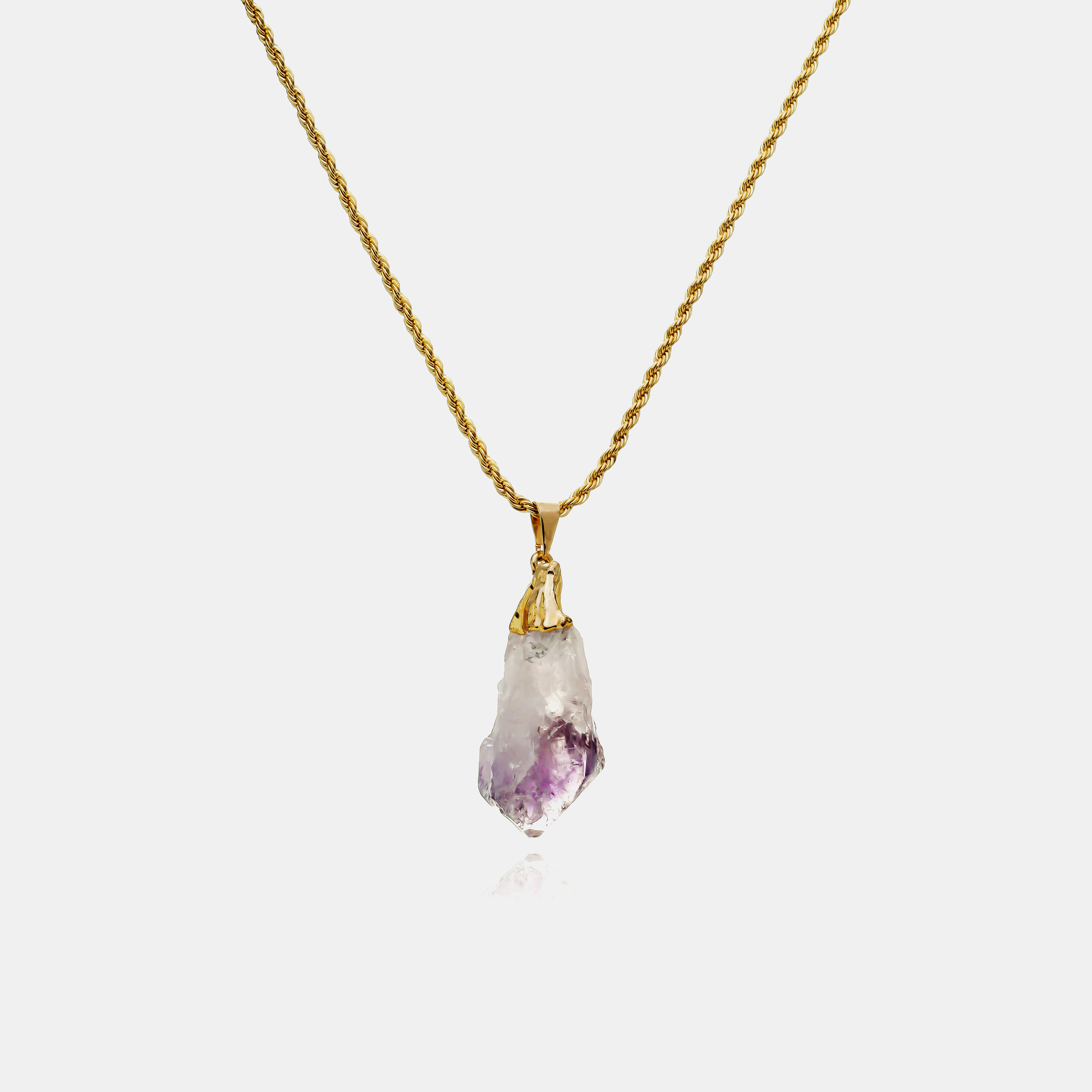 Viola Militare Long Necklace with Purple Amethyst Stone | Gold