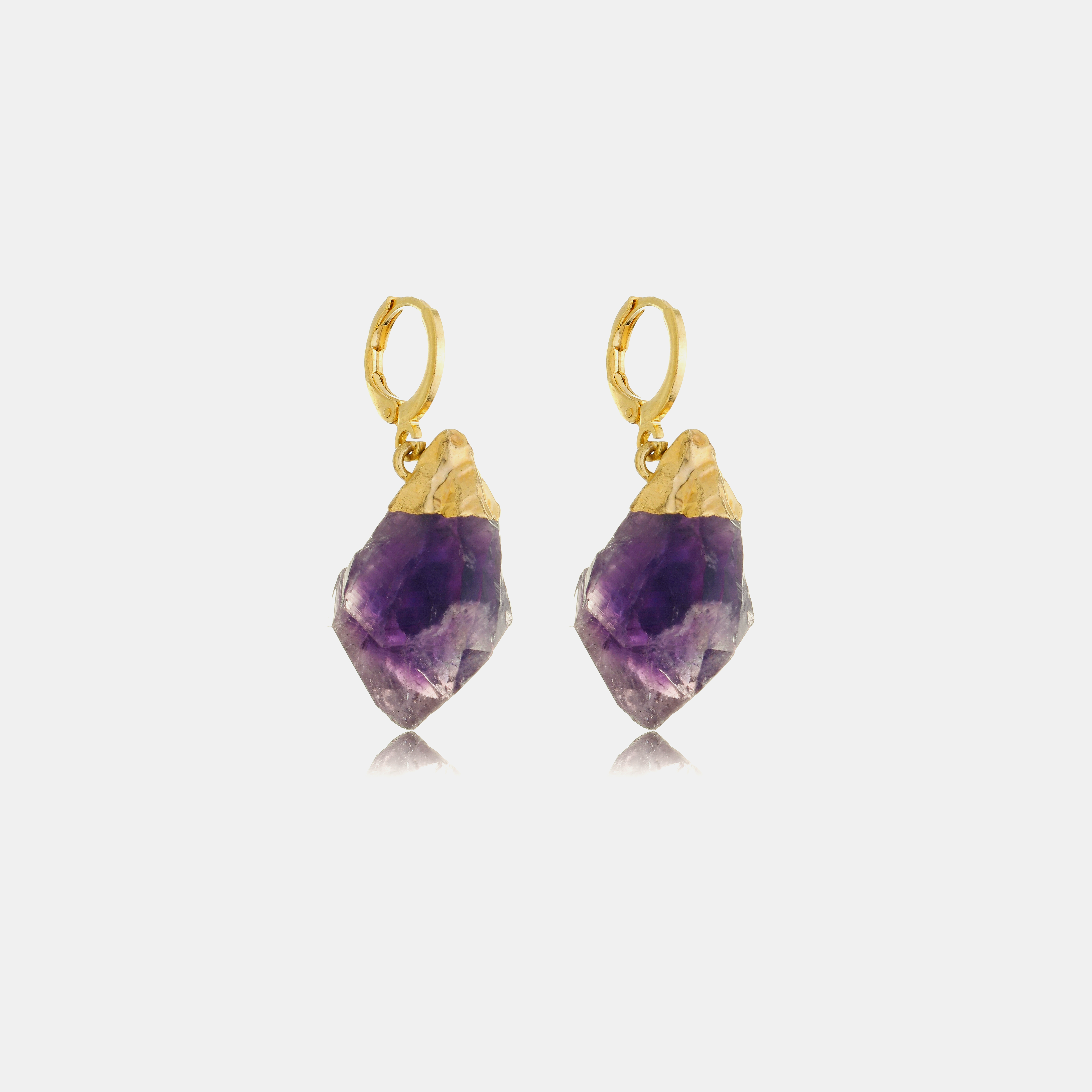 Viola Amethyst Stone Earrings | Gold