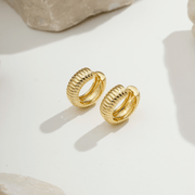Oraio Textured Hoop Earrings | Gold