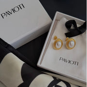 Cerceta Round Pearl Stud Earrings | Gold & Silver