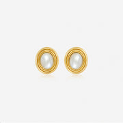 Cerceta Round Pearl Stud Earrings | Gold & Silver